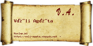 Váli Agáta névjegykártya